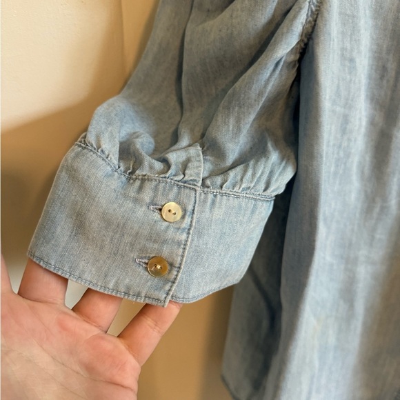 ROWAN PUFF SLEEVE CAPRI SHIRT CAROLINA BLUE Women’s Large Tencel - Picture 8 of 12